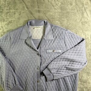 Vintage Alfred Dunner Quilted Cardigan Top Button Front Lightweight 2X